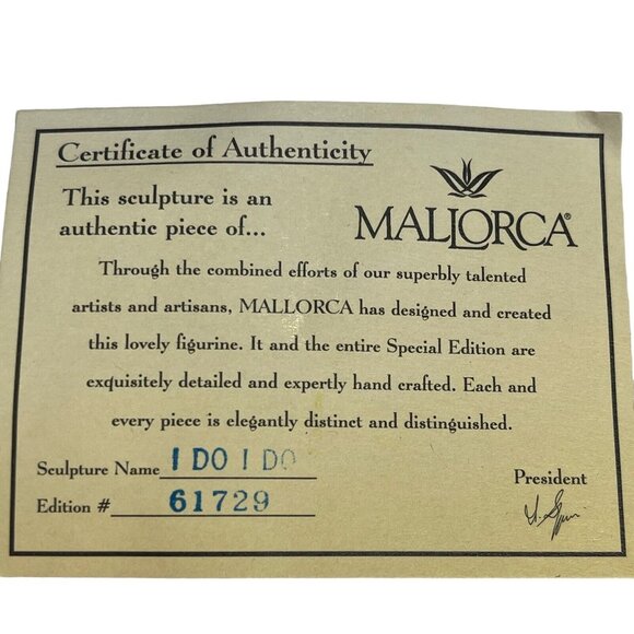 Vintage MALLORCA "I Do I Do" Wedding Couple. Bride Groom Ceramic Figurine 9 in H - Picture 13 of 13